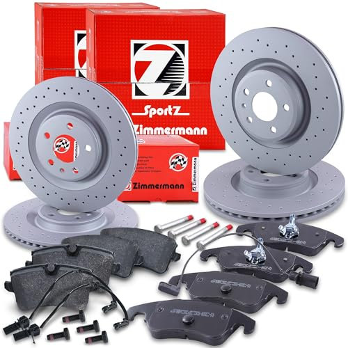 ZIMMERMANN Bremsenset inkl. Sport Bremsscheiben Coat Z vorne innenbelüftet Ø 345 mm + hinten Ø 330 mm und Bremsbeläge vorne + hinten mit Verschleißkontakt Kompatibel mit AUDI A6 C7, A7 (4GA, 4GF)