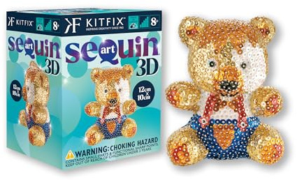Kitfix - Sequin Art® 3D Teddy - 3D Paillettenbild - Bastelset für Jugendliche, Erwachsene und Kinder 8+ - 502