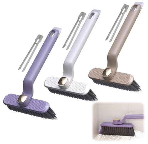 Ellxen 3 Stücke 360° Multifunktionale Rotierende Reinigungsbürste, Fensterrillen Reinigungsbürste, Gelenk Reinigungsbürste mit Pinzette und Spachtel, für Bad,Küche,Bodenfliesen