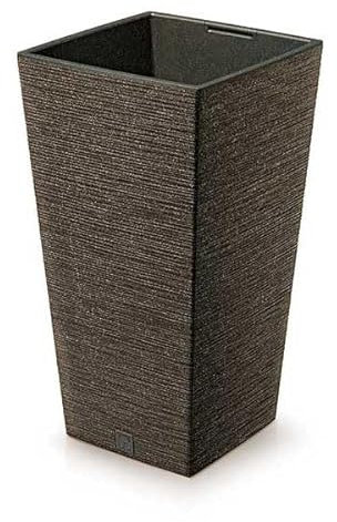 Prosperplast Furu - Maceta cuadrada baja de madera ecológica de 34,5 cm, café ecológico