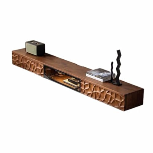 Meuble TV Suspendu Étagère TV flottante en noyer noir, 70,8''/78,7'', console TV flottante murale moderne, étagère multimédia de divertissement, unité murale TV avec 2 tiroirs et 1 porte for chambre à