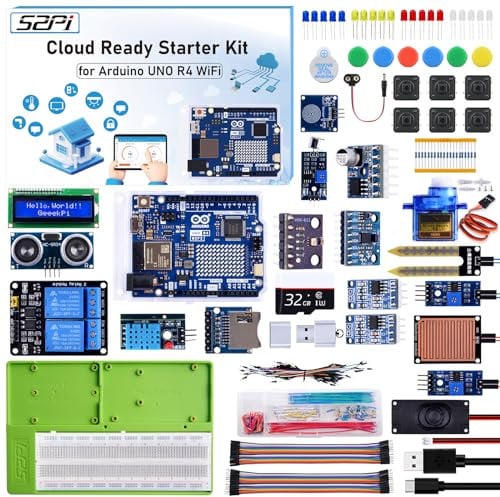 GeeekPi UNO R4 WiFi Ultimate Starter Kit, with Original UNO R4 WiFi, Smart IoT & Basic Sensor Project with Tutorials,Comatible with Arduino IDE,Includes Various Sensors and Accessories