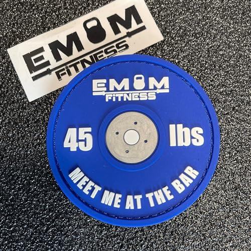 EMOM Fitness PVC Klettpatch, 45 LBS Gewichtscheiben-Design, 77mm, inklusive Gegenstück - für Gewichthebergürtel, Rucksäcke
