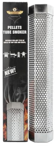 POWERHAUS24 Mr. Barrel BBQ Pellets Tube Smoker aus Edelstahl, 30 cm x 5 cm, passt für alle Grills, für alle Smoke Pellets geeignet, zum kalt und heiß räuchern
