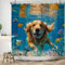 ASDCXZ Duschvorhang Hund 200x180 cm, Lustig Hund Glücklich Schwimmen Unterwasserwelt Bunt Ozean Fisch Waschbar Bad Duschvorhänge Polyester Textil Wasserdicht Duschvorhang für Badewanne mit 12 Haken