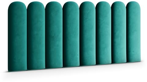 Muralo Wandkissen Gepolstert, Magic Velvet, Wandpolster - 20x100 cm, Türkis | Wandpaneel, ideal als Bettkopfteil oder Lendenkissen - für Schlafzimmer und Wohnzimmer, einfache Anbringung mit Montagekleber