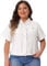 Agnes Orinda Women's Plus Size Denim Jacket Button Front Work Crop Jean Short Sleeve Jackets White 4XL