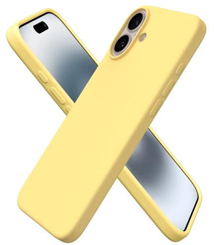 ORNARTO Coque pour iPhone 16 Plus, Housse en Silicone Liquide Compatible avec iPhone 16 Plus 6,7 Pouces, Étui Fine Slim, Case Souple Protection Complète, Cover Antichoc (Jaune)
