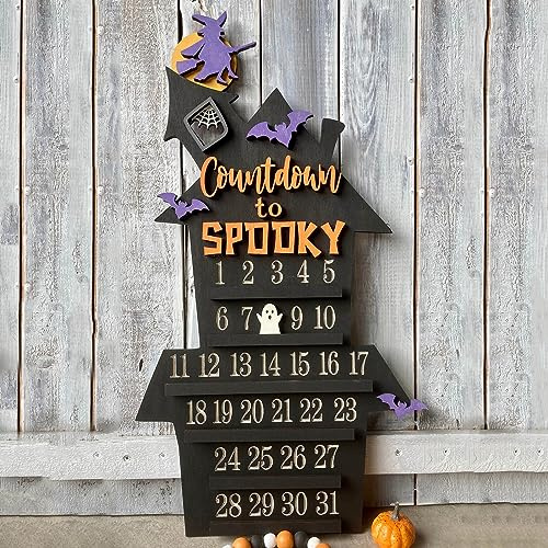 Halloween Countdown Kalender 2024,31 Days Halloween Adventskalender Countdown Calendar,Sarg geformt,Halloween Dekorative Tisch Wanddekorationen Urlaub Party Ornament Dekoration
