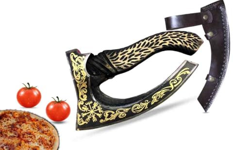 Novahaven Viking Thor's Wrath Gold Pizza Cutter Axe – Precision Engineered for Legendary Slices ! The Ultimate Heavy-Duty Tool for Gourmet Chefs, Pizza Lovers, and True Viking Enthusiasts