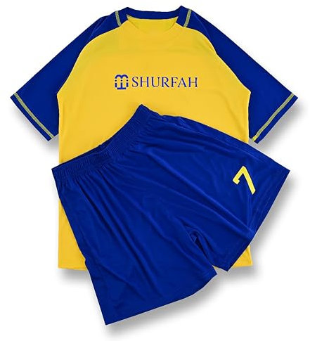 VEGAS FC Maillot pour Enfants, Maillots de Football Unisexes vêtements de Sport, Maillots d'entraînement et Shorts pour garçons (FR/ES, Alpha/Lettres, 8 Ans, Yellow & Blue)