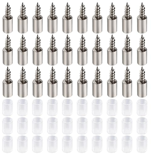 Lyeteung 30 Pièces Ø7.5mm Taquet Etagere, Vis Autotaraudeuses Support Etagere Armoire, Chevilles de Support D'étagère avec Manchons Antidérapants, pour Meubles Placard Bibliothèques, Transparent