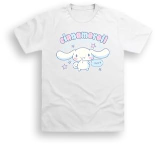 Brand Threads Girls' Cinnamoroll T-Shirt – White Short Sleeve Tee with Cloud and Star Design | 100% Cotton Casual Top for Kids (Ages 9-17) (UK, Age, 10 Years, 11 Years, Regular, Standard, White)