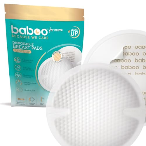 BABOO® Disposable Breast Pads – Super Absorbent Nursing Pads for Breastfeeding Moms, Leakproof & Breathable, Secure Fit with Double Velcro, Pack of 40