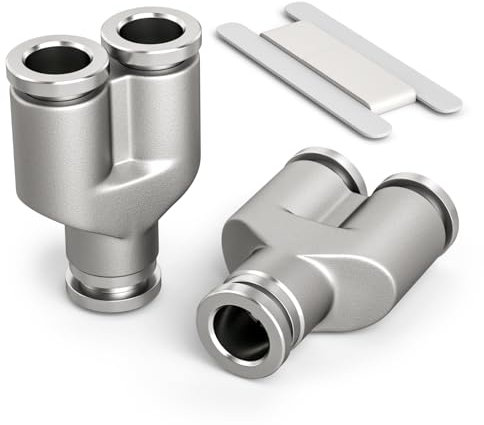 Bwintech 2 Pcs 8mm Diviseur en Y 3 Voies Raccord Rapide Pneumatique, 3 Voies en Acier Inoxydable pour Adaptateur d'Air PY