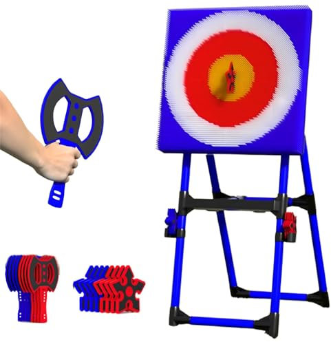 Axe Throwing Game Set for Backyard Fun - 8 Long-Handled Flying Axes & 8 Safe Six-Star Darts for Indoor & Outdoor Use - Perfect for Teens & Adults