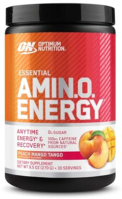Optimum Nutrition New Flavor Amino Energy - Pre Workout with Green Tea, BCAA, Amino Acids, Keto Friendly, Green Coffee Extract, Energy Powder - Peach Mango Tango, 30 Servings (Packaging May Vary)