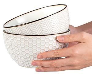 Anmula Ciotole per zuppa di cipolle francese – Casseruola in ceramica goffrata da 798 ml con manici per stufato di manzo e formaggio – Adatta al microonde e alla lavastoviglie, set da 4, bianca