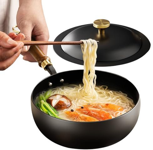 Traditional Large-Bellied Pot with A Lid, Old Method Large Belly Pot Wok, Iron Pan with Lid Non-Stick, Extensive Application, Versatile Stove Use, 20cm, for Apartment Cooking Or Outdoor Camping