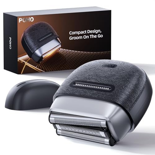 Mini Rasierer Herren Elektrisch, Folienrasierer Herren, 3 schwebende Klingen für gründliche & sanfte Rasur, USB-C Ladestation, Wasserdicht, Reiseverriegelung, elektrorasierer für Bart & Gesicht