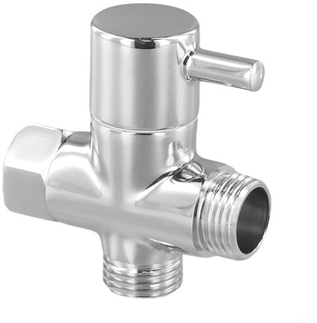Brass Diverter Valve for Shower Heads, 3 Way Chrome Connector with 1/2in Threads