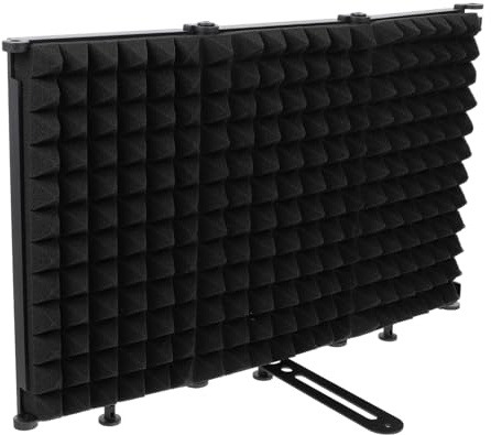 VICASKY Robuster 3-panel Mikrofon Isolationsschirm Windschutz mit Faltbarem Schallabsorber für Studioaufnahme und Podcast Schwarz