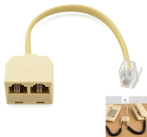gsgfuis RJ11 Telefonsplitter Adapter mit Kabel, Telefon Splitter RJ11 Stecker auf 2× RJ11 Buchse, Telefonadapter 6P4C/6P2C für Telefon und Fax