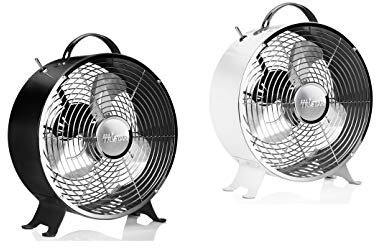 2er Set Retro Ventilator Schwarz & Weiß, 2 Stufen, 1800 U/min, Ø 25cm, mit Griff