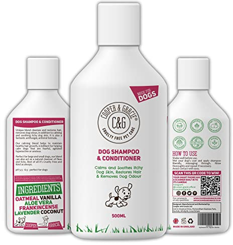 Dog Shampoo & Conditioner 500ML - Grooming for Sensitive Skin, Itchy Skin, Smelly Dogs - Anti-Itch, Anti-Bacterial & Anti-Fungal Formula - Soothes & Restores Coat