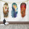 ABAKUHAUS Zeremoniell Wandteppich und Tagesdecke, Feder Tribal aus Weiches Mikrofaser Stoff Waschbar ohne Verblassen Digitaldruck, 230 x 140 cm, Orange-Blau