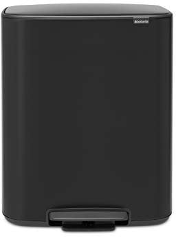 Brabantia Recycling-Treteimer, Stahl, mattschwarz, groß (2 x 30 l)