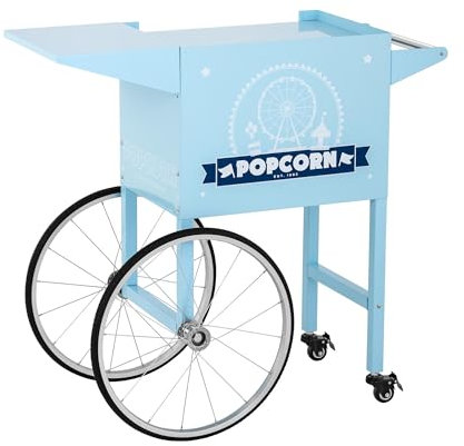Royal Catering Popcorn Cart Popcorn Machine Cart Popcorn Maker Trolley 88cm 4 Wheels Blue RCPT-BBWS-1 (Lacquered Steel Sheet, Footprint 37x51cm, 2 Parking Brakes)