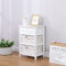 Ruication Bedside Table Bathroom Cabinet with 2 Drawers Wicker Baskets 2 Small Drawers Storage Unit Chest of Drawers Fully Assembled for Living Room Bedroom Bathroom Hallway (White)