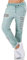xy Damen Italien Hose Leinen Jogpants Mix Baggy Boyfriend Fetzen Pailletten 36-40 One Size (grün)