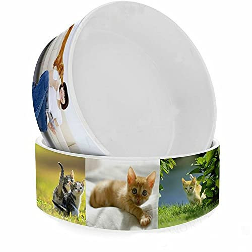 5 x Sublimation Ceramic Dog Bowl Blank White Pet Bowls Gift for Heat Press Transfer