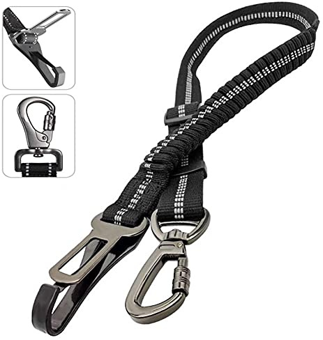 Cintura Sicurezza Cani Auto 3 in 1 Multifunzione Cintura Sicurezza Cablaggio Elastico di Sicurezza Riflettente Regolabile Adatto a Tutti i Cani e Auto