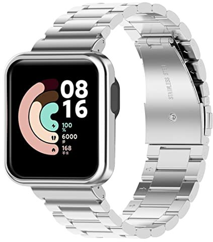 Braleto Bracelet Compatible avec Xiaomi Mi Watch Lite/Redmi Watch, Métal en Acier Inoxydable Réglable de Remplacement (Argent)