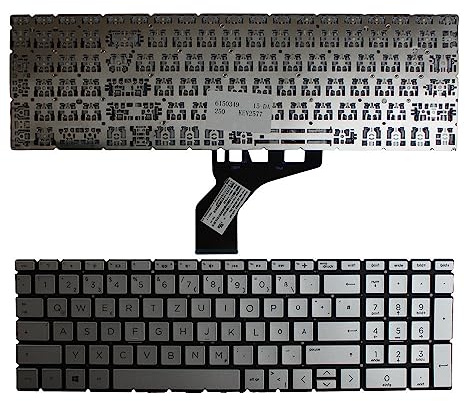 Power4Laptops German Layout Silver Replacement Laptop Keyboard Compatible With HP Home 15-da0029nh