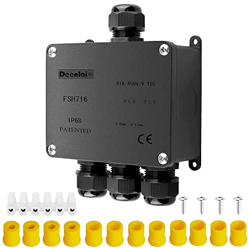 Elezenioc Abzweigdose IP68, 4 Wege Verteilerdose Außen Wasserdicht, Kabelverbinder Aussen, Elektrischer Außenverteilerdose, Erdkabel Klemmdose, Kabeldurchmesser Ø 4mm-12mm(4 Wege)