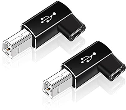 AreMe 2 Pack Right Angle USB B to USB C Adapter, 90 Degree Type C Female to MIDI Converter Compatible with Printer, Electric Piano, Laptops and More Type-C Devices