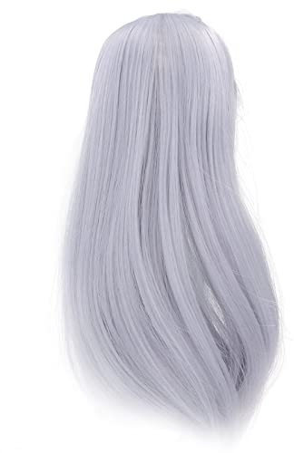 Zerodis 1/3 BJD SD-Puppenhaarperücke, 21-24 cm, weiche Hochtemperaturseide, langes lockiges Mohair-Puppenhaar mit Pony Puppendekoration für DIY 1/3 8,27-9,45 Zoll Puppenkopfumfang Dunstblau