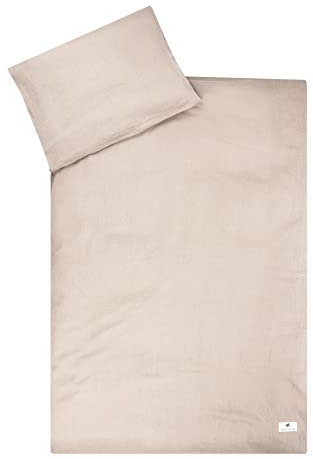 Julius Zöllner Musselin Kinderbettwäsche 100x135 + 40x60 cm | 2-teiliges Set aus Deckenbezug und Kissenbezug aus 100% Baumwollmusselin | Oeko-TEX Standard 100 | sand
