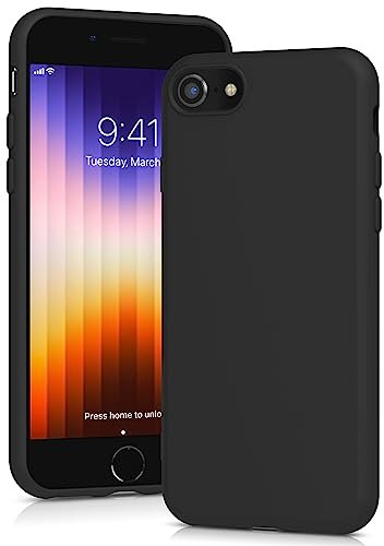 YATWIN Silicone Case for iPhone SE 2020/2022, iPhone 8/7, Soft-Touch, Shockproof, DustProof, Antiskid Apple Phone Cover for iPhone SE 2nd 3rd Generation - Black