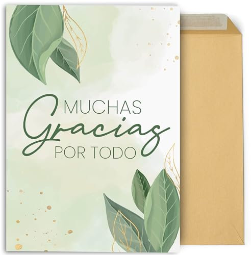 CONTRAXT Tarjeta de agradecimiento grande 42x30 cm abierta. Regalo original tarjeta de firmas gracias por todo hombre o mujer profesores maestras amigas compañeros trabajo cumpleaños (Gracias)