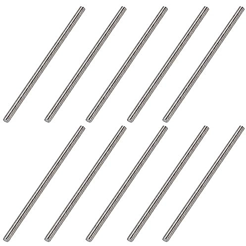 QUARKZMAN M6 x 130mm Completamente Filettati Prigionieri x 10pz 304 Acciaio inossidabile Asta Barra Borchie Destra Mano Fili per Lavorazione del legno, [Argentato]
