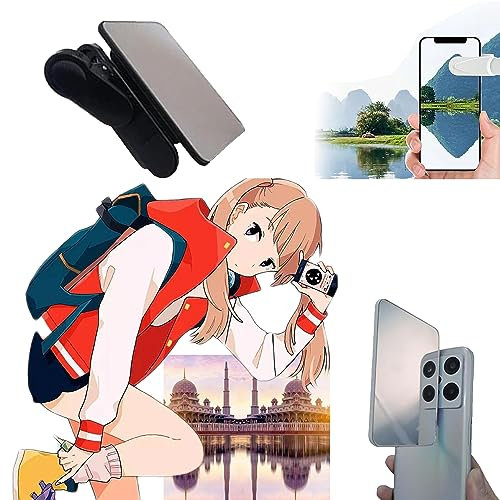 Mirror Reflection for Phone Camera,Smart Phone Photography Accessories-Smartphone Camera Mirror Reflection Clip Kit Easily Shoot Splendid Photos, Suitable for Travel and Easy to Carry (Black)