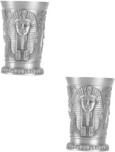 ABOOFAN 2 Pcs Wine Glass Whiskey Shot Glass Vase Chalice Cup Whiskey Glasses Egypt- Multipurpose Retro Cup Vintage Drinking Glasses Distinctive Wine Cup Banquet Metal Copper Cup Cocktail