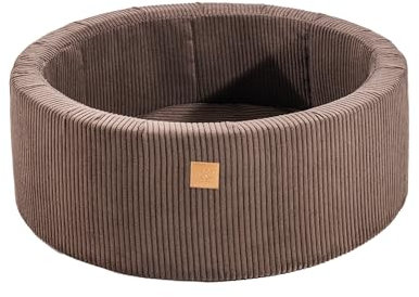MEOWBABY Piscine À Balles pour Bébé - Rond 90x30cm Piscine a Balle pour Enfant sans Balle, Côtelé, Marron
