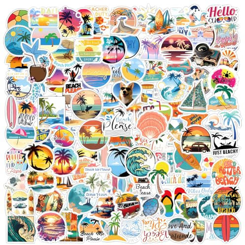 Giantree 120 Stück Sommer-Strand-Aufkleber, Selbstklebende Urlaub Strandaufkleber Sommer-Surfen Stickers koffer aufkleber für Hawaii Partygeschenke Urlaub Scrapbooking Tagebuch
