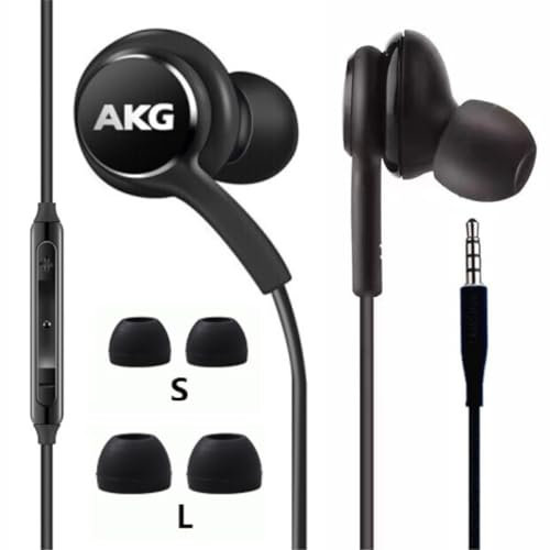2022 in-Ear earplug Stereo Headphones for Samsung Galaxy S10, S10E, S10+, S8, S8+, S9, S9+, Note 9- Designed by AKG - 3.5 mm Jack with Microphone and Volume Buttons (Black)
